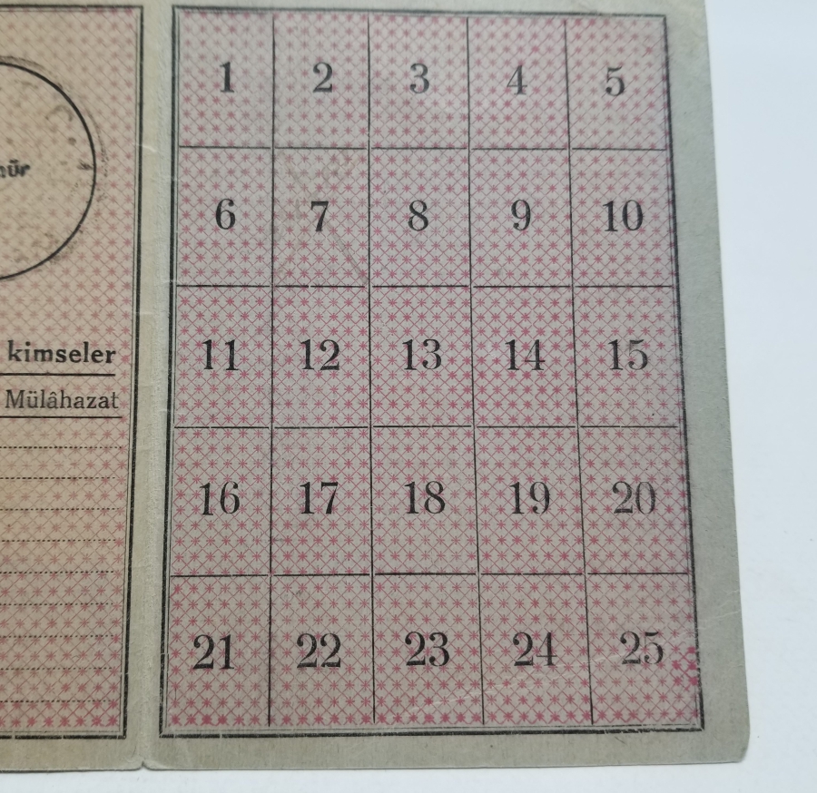 2. DÜNYA SAVAŞI DÖNEMİ NADİR EKMEK KARNESİ