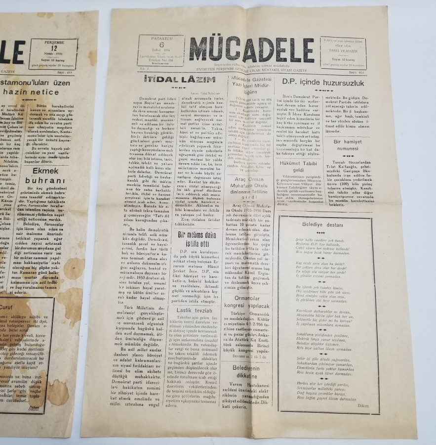 MÜCADELE İSİMLİ 2 ADET ANTİKA GAZETE