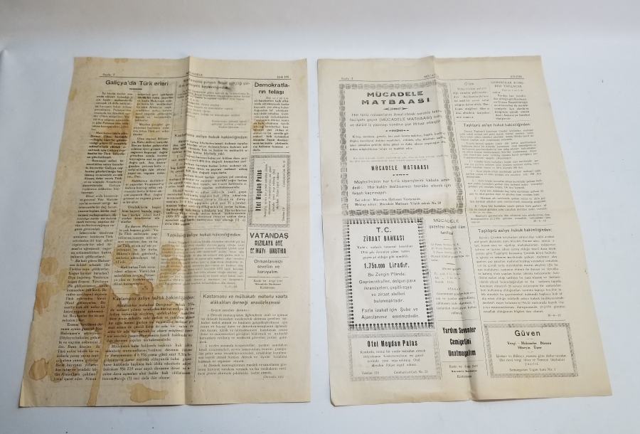 MÜCADELE İSİMLİ 2 ADET ANTİKA GAZETE