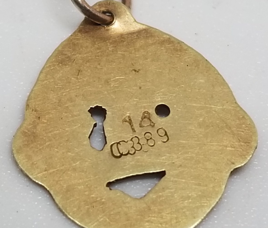 ÇOCUK GÖRSELLİ EL YAPIMI 14 AYAR ALTIN ANTİKA DOĞDULUK HEDİYESİ