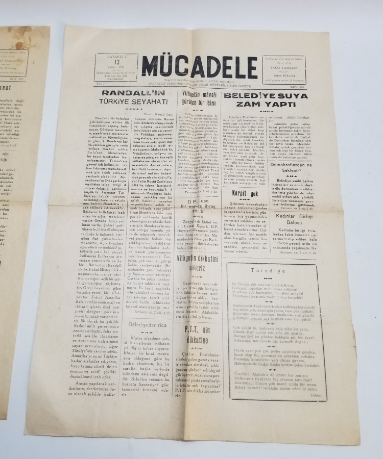 MÜCADELE İSİMLİ 2 ADET ANTİKA GAZETE