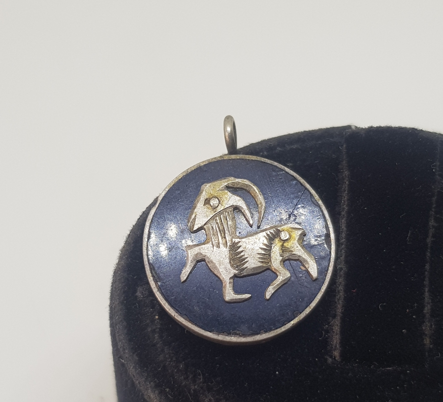 ÖZEL YAPIM OLTU TAŞI KOÇ BURCU ANTİKA KOLYE