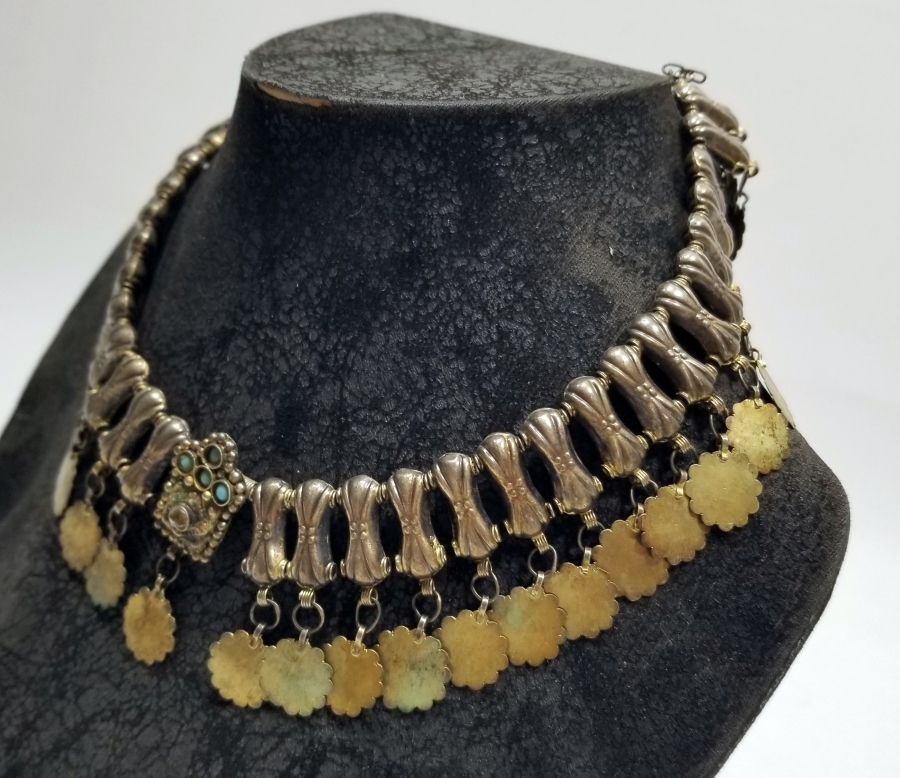 TURKUAZ TAŞLI OSMANLI DÖNEMİ GÜMÜŞ GERDANLIK - GIDIKLIK