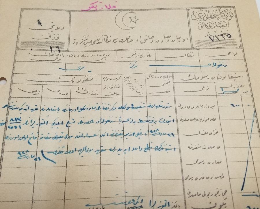 CUMHURİYET BAŞLARI ORİJİNAL PULUYLA OSMANLICA YAZILI MAKBUZ
