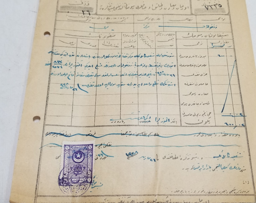 CUMHURİYET BAŞLARI ORİJİNAL PULUYLA OSMANLICA YAZILI MAKBUZ