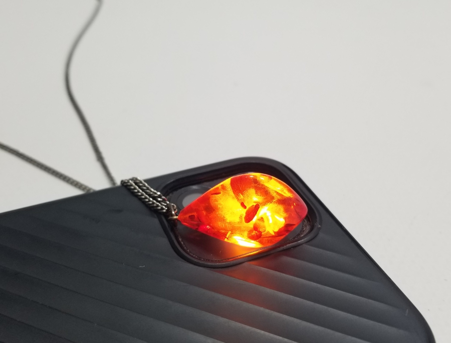 İÇİ BİTKİ FOSİLLİ ANTİKA DAMLA KEHRİBAR GERDANLIK