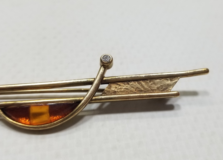 ÖZEL YAPIM ANTİKA DAMLA KEHRİBAR BROŞ