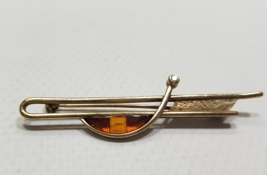 ÖZEL YAPIM ANTİKA DAMLA KEHRİBAR BROŞ