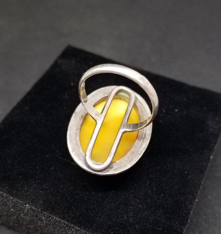 KAYA DAMLA KEHRİBARDAN ÖZEL YAPIM GÜMÜŞ YÜZÜK