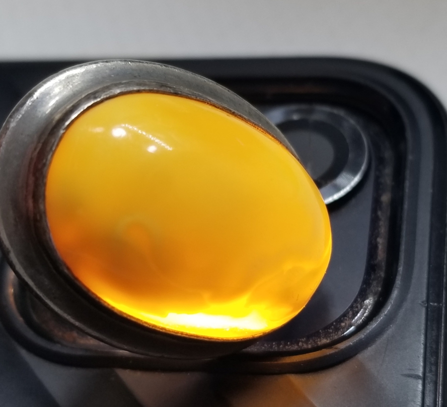 KAYA DAMLA KEHRİBARDAN ÖZEL YAPIM GÜMÜŞ YÜZÜK