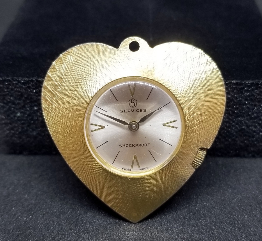 KALP FORMLU ALTIN KAPLAMA KURMALI ANTİKA KOLYE SAAT