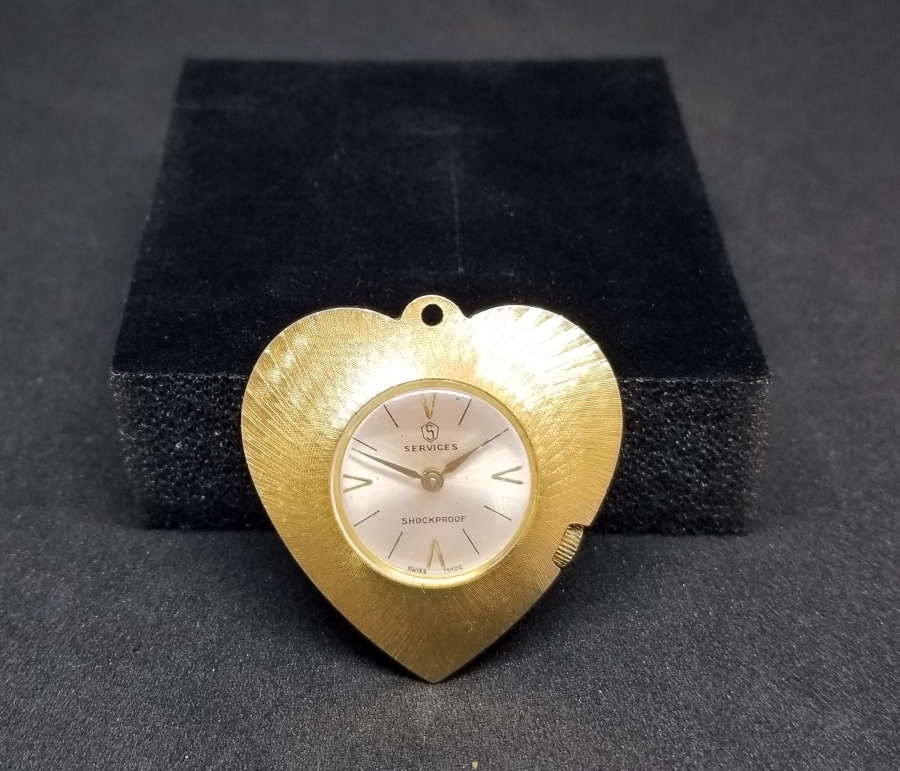 KALP FORMLU ALTIN KAPLAMA KURMALI ANTİKA KOLYE SAAT