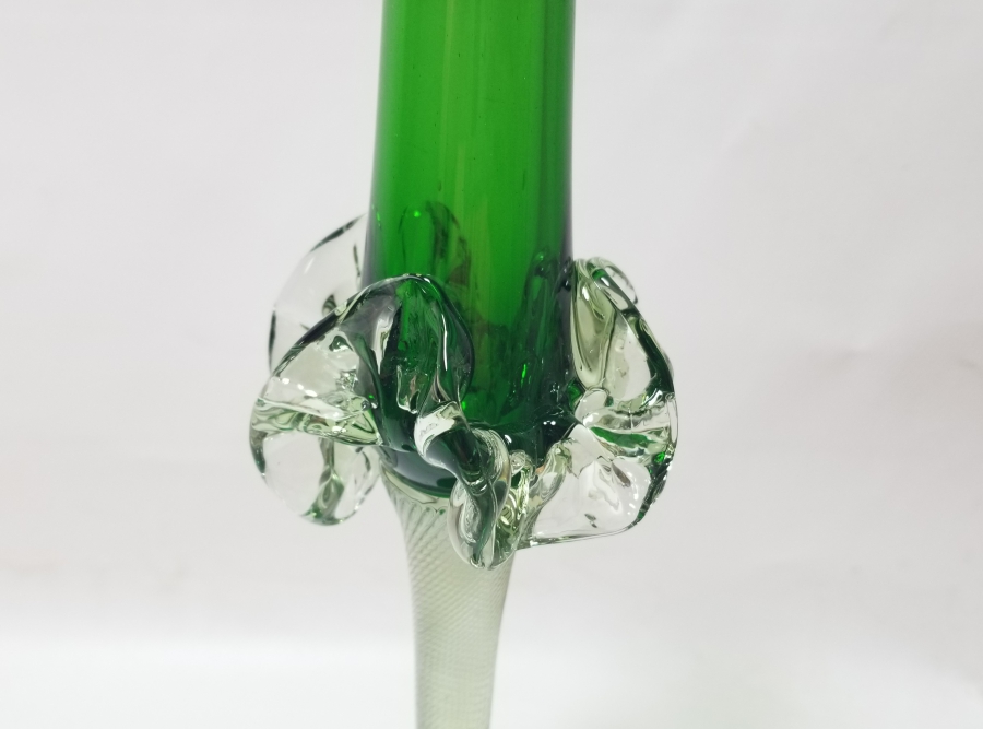 ÜFLEME CAMDAN MAMUL ANTİKA FIRFIRLI CAM MUMLUK