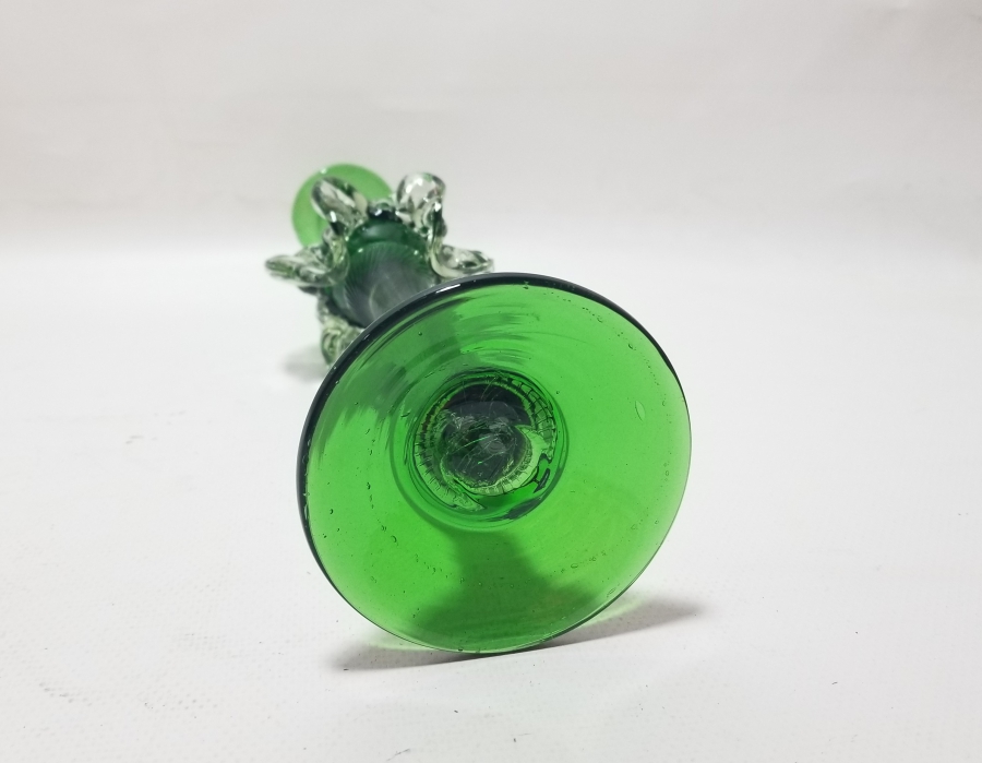 ÜFLEME CAMDAN MAMUL ANTİKA FIRFIRLI CAM MUMLUK