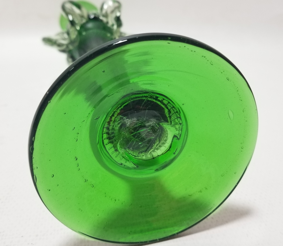 ÜFLEME CAMDAN MAMUL ANTİKA FIRFIRLI CAM MUMLUK