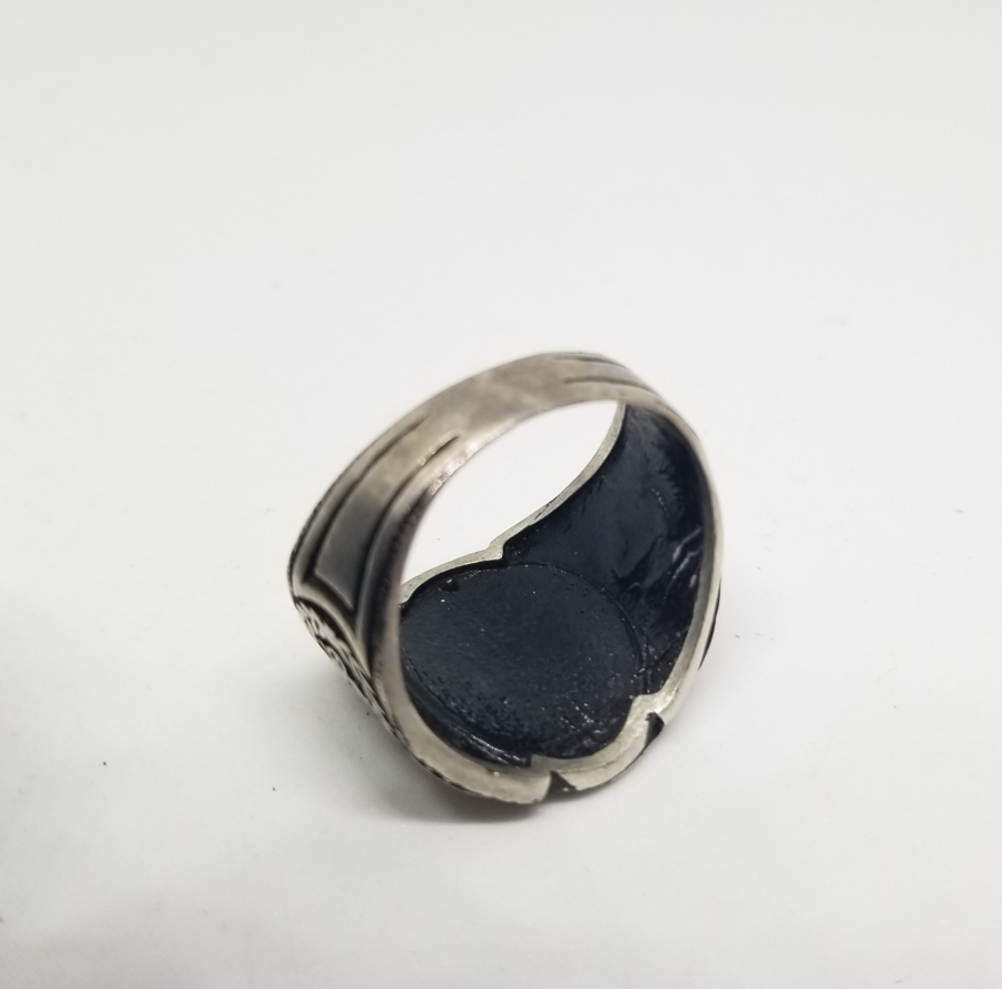 KABARTMA İŞÇİLİKLİ VE AY YILDIZLI GÜMÜŞ YÜZÜK