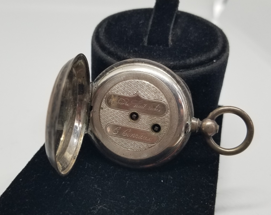 AKREP YELKOVANI LALE FORMLU ANTİKA GÜMÜŞ CEP SAATİ