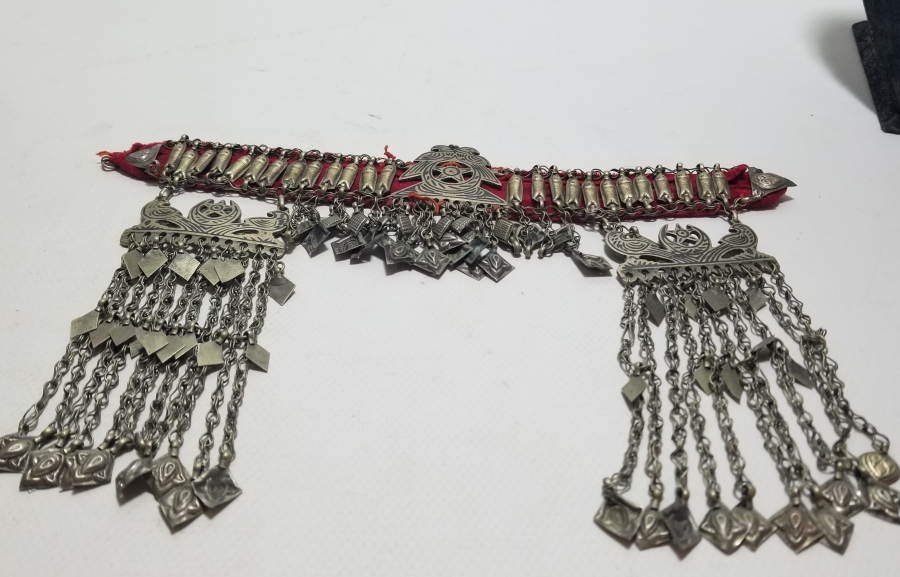 ÜZERİ BALIKLI VE AY YILDIZLI NADİR TİPTE OSMANLI SAVATLI GELİN ALINLIĞI