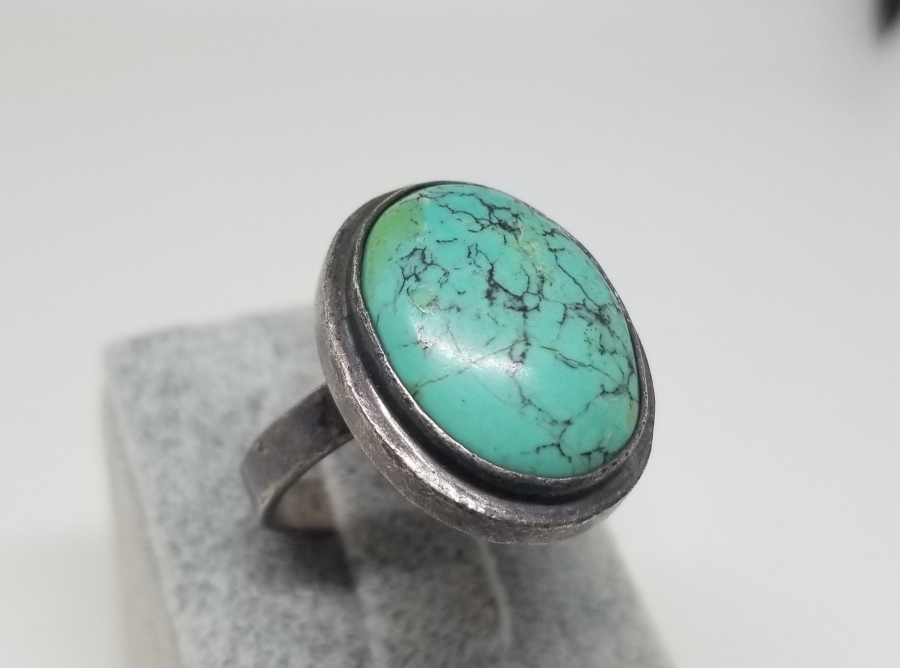 TURKUAZ TAŞLI ÖZEL YAPIM GÜMÜŞ YÜZÜK