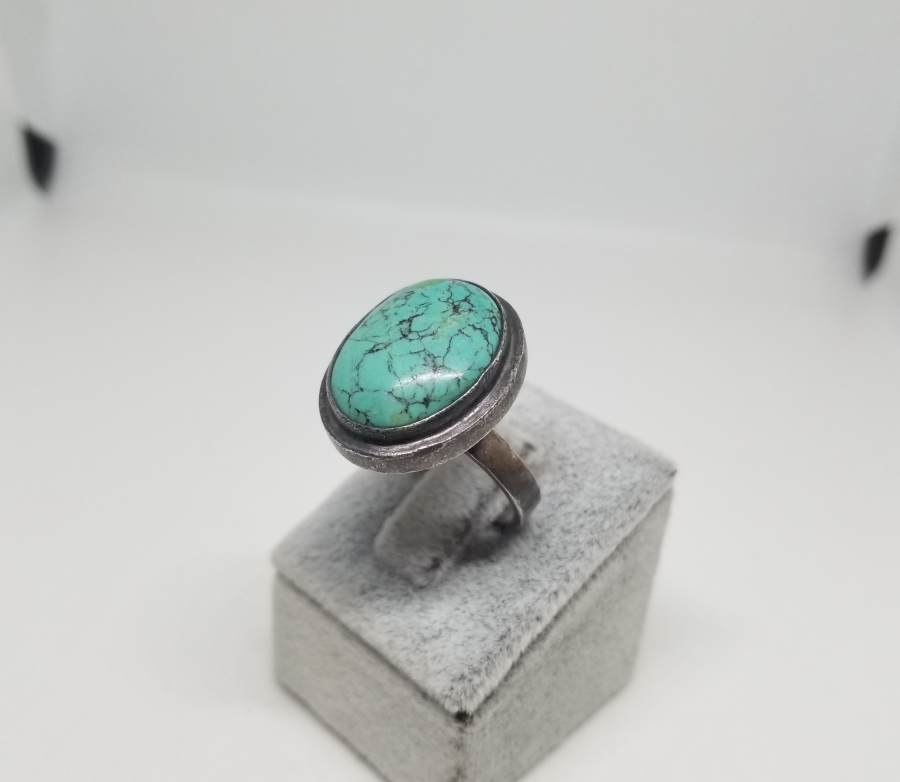 TURKUAZ TAŞLI ÖZEL YAPIM GÜMÜŞ YÜZÜK