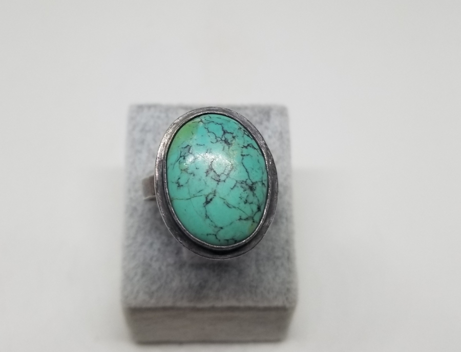 TURKUAZ TAŞLI ÖZEL YAPIM GÜMÜŞ YÜZÜK