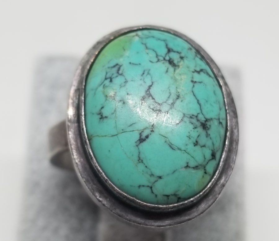 TURKUAZ TAŞLI ÖZEL YAPIM GÜMÜŞ YÜZÜK