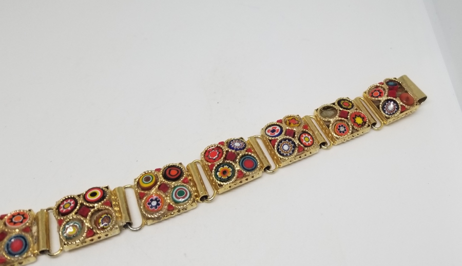 ÖZEL YAPIM MİKRO MOZAİK FORMLU ALTIN KAPLAMA BİLEKLİK