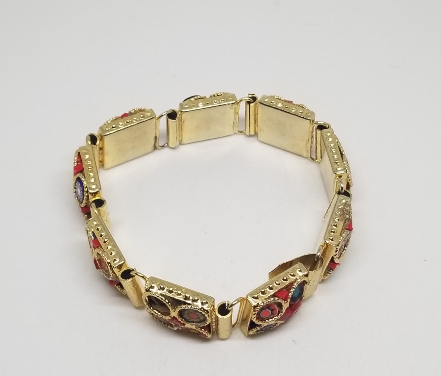 ÖZEL YAPIM MİKRO MOZAİK FORMLU ALTIN KAPLAMA BİLEKLİK