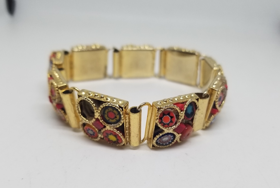 ÖZEL YAPIM MİKRO MOZAİK FORMLU ALTIN KAPLAMA BİLEKLİK