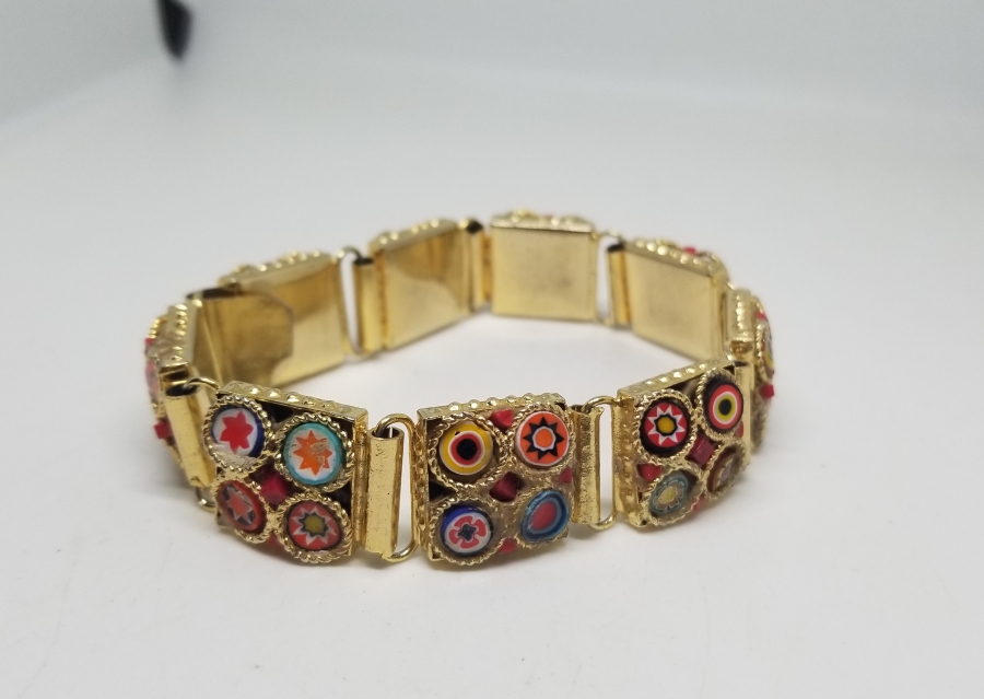 ÖZEL YAPIM MİKRO MOZAİK FORMLU ALTIN KAPLAMA BİLEKLİK