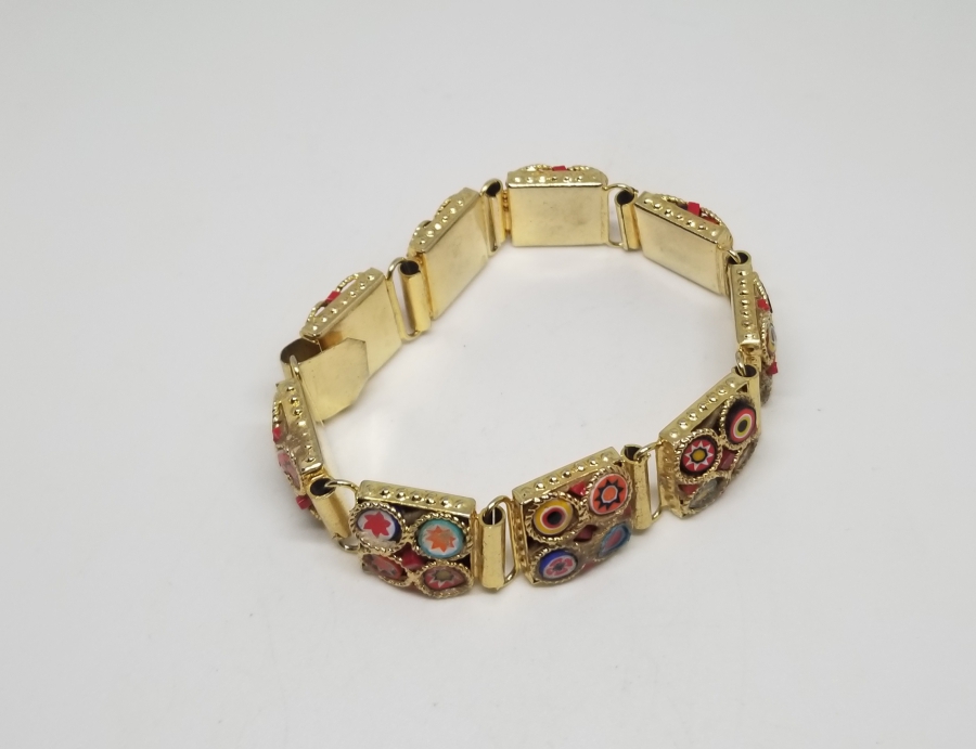 ÖZEL YAPIM MİKRO MOZAİK FORMLU ALTIN KAPLAMA BİLEKLİK