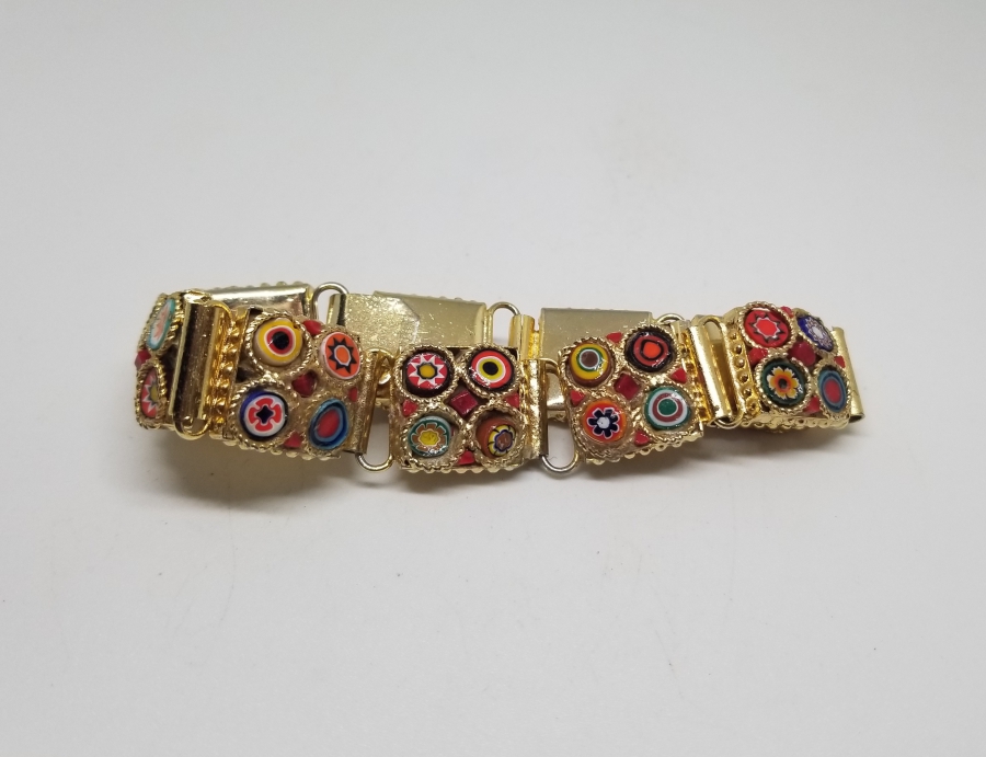 ÖZEL YAPIM MİKRO MOZAİK FORMLU ALTIN KAPLAMA BİLEKLİK