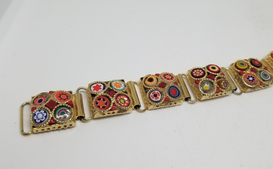 ÖZEL YAPIM MİKRO MOZAİK FORMLU ALTIN KAPLAMA BİLEKLİK