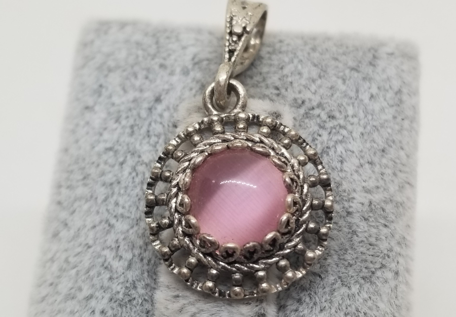 ÜZERİ DOĞAL TAŞLI GÜMÜŞ KOLYE UCU