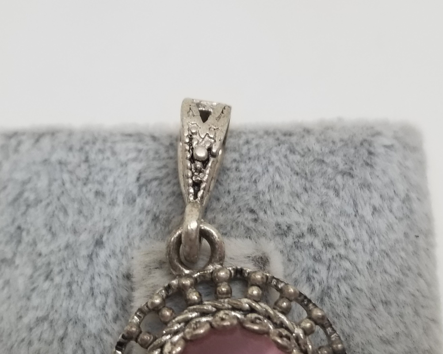 ÜZERİ DOĞAL TAŞLI GÜMÜŞ KOLYE UCU