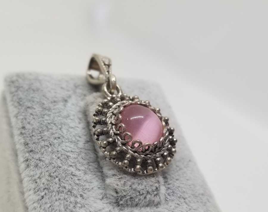 ÜZERİ DOĞAL TAŞLI GÜMÜŞ KOLYE UCU