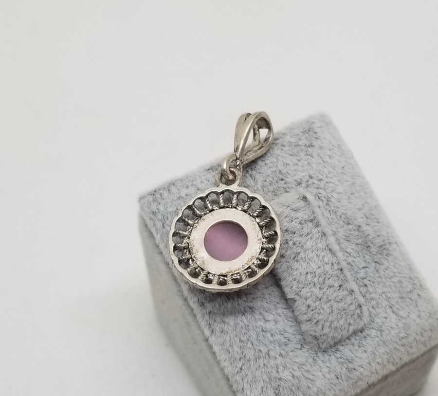 ÜZERİ DOĞAL TAŞLI GÜMÜŞ KOLYE UCU