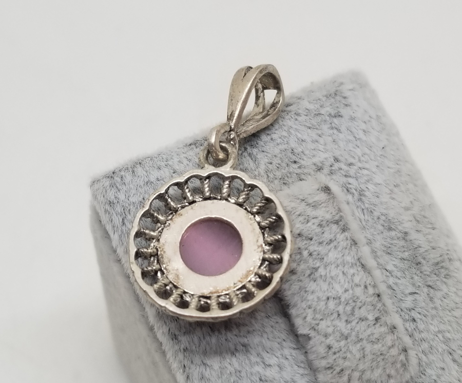 ÜZERİ DOĞAL TAŞLI GÜMÜŞ KOLYE UCU