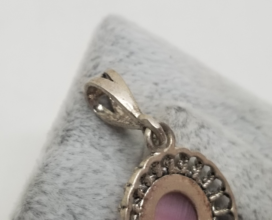 ÜZERİ DOĞAL TAŞLI GÜMÜŞ KOLYE UCU