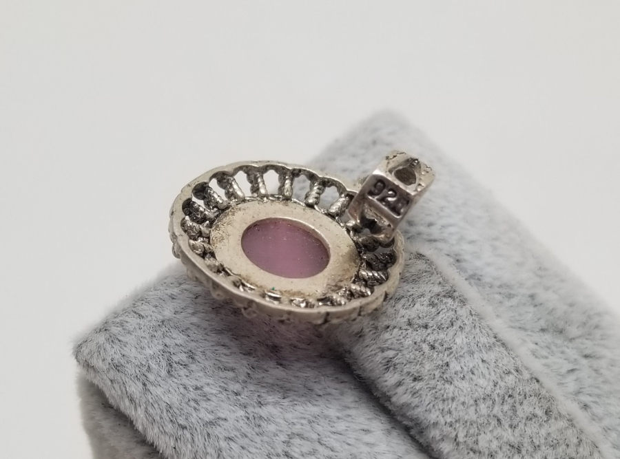 ÜZERİ DOĞAL TAŞLI GÜMÜŞ KOLYE UCU