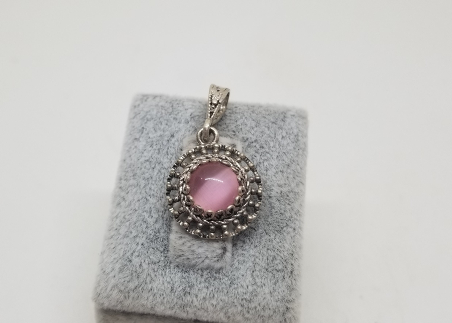 ÜZERİ DOĞAL TAŞLI GÜMÜŞ KOLYE UCU