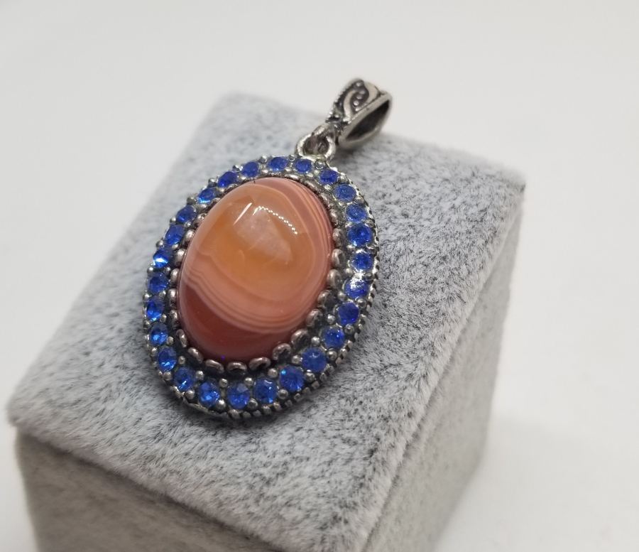 ÜZERİ YEMEN AKİKLİ GÜMÜŞ KOLYE UCU