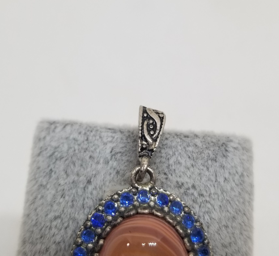 ÜZERİ YEMEN AKİKLİ GÜMÜŞ KOLYE UCU