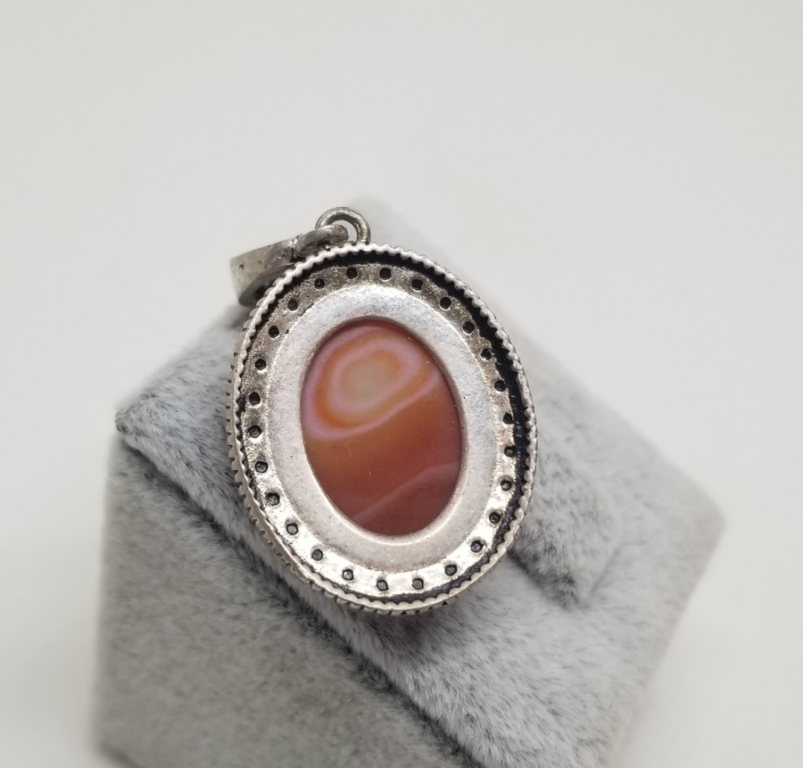 ÜZERİ YEMEN AKİKLİ GÜMÜŞ KOLYE UCU