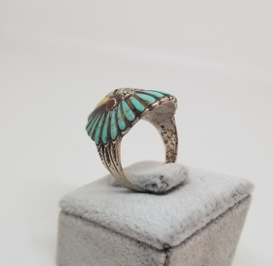 ÖZEL YAPIM GÜMÜŞ KIZILDERİLİ GÖRSELLİ YÜZÜK