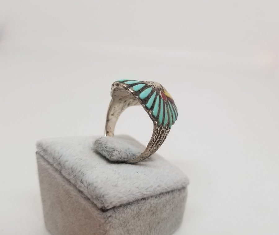 ÖZEL YAPIM GÜMÜŞ KIZILDERİLİ GÖRSELLİ YÜZÜK