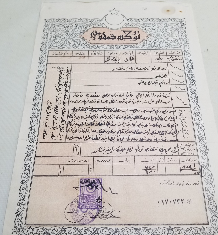 CUMHURİYET BAŞLARI OSMANLICA YAZILI SENED-İ HAKANİ