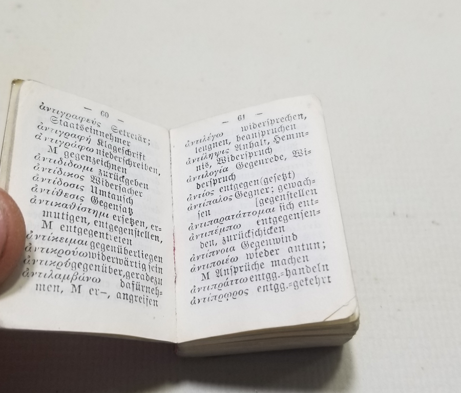 ALMAN BASKISI NADİR ALMAN ANTİKA ALMANCA - YUNANCA MİNİ CEP SÖZLÜĞÜ