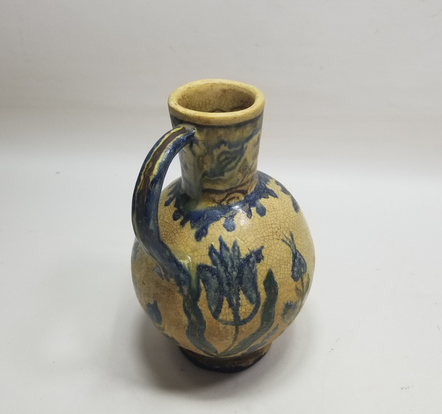 ÜZERİ LALE MOTİFLİ OSMANLI DÖNEMİ NADİR TİPTE KÜTAHYA KARAF - BARDAK