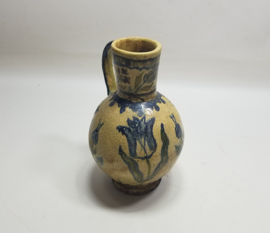 ÜZERİ LALE MOTİFLİ OSMANLI DÖNEMİ NADİR TİPTE KÜTAHYA KARAF - BARDAK